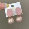 Pingente Pérola Rosa Retrô Argola de Orelha Triângulo Não Perfurado Moda Feminina Popular Argola de Orelha Triângulo Não Perfurado Brincos Elegantes Franceses