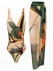 Traje de baño de comercio exterior europeo y americano transfronterizo Amazon popular vestido estampado traje de dos piezas traje de baño de una pieza con cuello en V para mujer