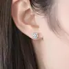 Aretes de Plata House S999 con Diamante Pequeño y Diamante Grande, Nuevo Diseño de Nicho de Lujo Ligero, Circonita Dulce de Copo de Nieve de Alta Gama