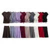 Fabricante Mayorista de Ropa para Mujer Transfronteriza 2025 Top con Cuello Redondo de Manga Corta Adornado Falda Midi Conjunto Suave
