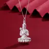 Colar Cabeça de Buda Guanyin Bodhisattva em Prata Pura S999 para Mulheres, Corrente Clavicular Leve de Luxo de Alta Qualidade, Pingente 3D em Prata Dura do Ano Zodiacal Venda por Atacado