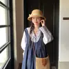 Chapéu de Palha com Laço Estilo Hepburn para Mulheres, Chapéu de Sol de Palha para Viagem de Férias de Verão, Chapéu de Sol para Praia à Beira-Mar