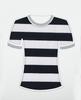 Processamento personalizado liso tecido listrado primavera e verão camiseta respirável confortável tecido listrado micro-elástico malha tecido