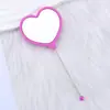 Espejo de Maquillaje de Mano con Forma de Corazón DIY Espejo con Perlas Portátil Espejo de Maquillaje de un Solo Lado Espejo de Maquillaje de Corazón de Plástico Venta al por Mayor