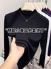 Camiseta Térmica Elegante Morada Estilo Chanel con Cuello Medio Alto, Top Base Versátil y a la Moda Elástico 8136