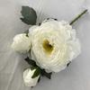 Arreglo Floral de Boda Flor de Peonía Rica Borde Quemado 3 Cabezas Flor Artificial Adorno para Sala de Estar en Casa Accesorios para Fotos