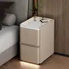 Mesa de noche inteligente de madera maciza multifuncional simple moderna para dormitorio, mesita de noche de lujo ligero para el hogar, instalación gratuita, mesita de noche estrecha
