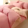 Conjunto de Roupa de Cama Simples de Algodão Puro Quatro Peças Universal para Todas as Estações Lençol de Cama 100% Algodão Lençol com Elástico Capa de Edredom Conjunto de Roupa de Cama para Dormitório Três Peças