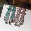 Brincos Pingente Gota d'Água Cravejados com Diamantes Brilhantes Agulha de Prata, Brincos Requintados Estilo Corte, Brincos Elegantes Resistentes para Vestido de Noite para Mulheres