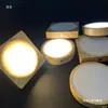 Pantalla táctil LED base de madera maciza iluminada inalámbrica redonda DIY adorno de luz nocturna acrílico cristal pantalla almohadilla de luz