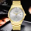 ORSGA Reloj de Moda para Hombre de Negocios Fuente de Fábrica Calendario en Vivo Luminoso Comercio Exterior Simple Cuarzo Dorado Reloj para Hombre