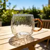 Taza de vidrio martillado de alto borosilicato con asa, adecuada para preparar té, taza de vidrio resistente al calor para uso doméstico, taza de agua, taza de té y taza para invitados para la sala de estar