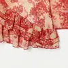 Vestido de cuello en V con volantes marca Z, ropa para mujer impresa de venta caliente transfronteriza europea y americana de AliExpress, poliéster elástico, sexy y seductor