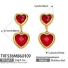 Set de Pendientes, Collar y Pulsera con Piedras de Cristal en Forma de Corazón, Estilo Nuevo Europeo y Americano, con Cadena de Acero Inoxidable Chapada en Oro de 18 Quilates