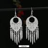 Brincos de borla de prata Miao artesanais estilo étnico vintage temperamento feminino Yunnan Miao personalidade estágio brincos longos versáteis