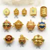 Caixa de abóbora com óleo gota de ouro antigo método de gota caracol quad caixa preta sachê oco pingente ornamentos tecidos DIY
