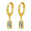 Europeo y Americano Transfronterizo Nuevo 5mm Retro Simple Brillante Oro de 18K Acero Inoxidable Aretes de Diamante Versátil Más Vendido Mujeres