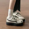 Zapatos casuales de cuero con paneles, suela gruesa, estilo retro original, nuevos mocasines para mujer primavera 2026, zapatos casuales versátiles para estudiantes