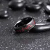 Anillo de Acero de Tungsteno de 8 mm de Venta Caliente Transfronteriza con Base Dorada e Incrustación Roja, Popular en Europa y América, Anillo para Hombre al por Mayor