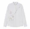 Nova camisa bordada de estilo chinês para outono e inverno, com gola alta e mangas compridas, perfeita para casamentos, noivados e uso diário, com um caimento fluido