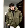Chaqueta corta de caballería ligera para hombre, estilo americano de invierno, cuello alto tipo aviador, abrigo de algodón holgado para trabajo