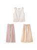 Terno de Linho Baishi Wangtiansi Feminino de Verão Calça Casual de Cintura Alta Colete Moda Preguiçosa Conjunto Completo