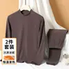 Conjunto térmico de dos caras para hombre, playera y pantalón térmicos gruesos, nuevo conjunto de ropa interior térmica de cuello medio para invierno