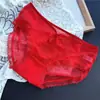 [Rojo Ancola] 880# Ropa Interior Roja Grande de Año Nuevo Malla de Encaje Seda de Hielo Ropa Interior Roja