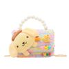 Bolso cuadrado pequeño de moda para niños, bolso cruzado de cadena moderna, lindo bolso de mano de perlas, mochila pequeña para niñas de color contrastante, venta al por mayor