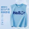 Colete 100% Algodão Masculino Modelo 2026 Gola Redonda Pulôver Estampa de Desenho Verão Solto Respirável Top Infantil Sem Manga
