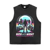 T-shirt Tendência Vintage Lavada Manga Curta Estilo Motocicleta e Carro Esportivo Loose para Casal Marca High Street Cyberpunk Direto do Fabricante