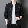 Nova jaqueta masculina, casual estampada versátil de outono, leve, luxuosa, moderna, da moda, com gola alta confortável