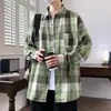 Camisa de manga larga para hombre y mujer, estilo a cuadros vintage de otoño, elegante y sofisticada, corte holgado, chaqueta casual simple