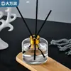 Frasco de aromaterapia sem chama vazio, frasco pequeno de vidro cilíndrico, vaso de rattan para flores secas, decoração de banheiro e quarto, frasco de perfume