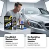 Kit de Limpieza para Faros Hikmarion Kit de Mejora para Faros de Coche para Superficies Amarillentas y Iluminación Borrosa Protección y Claridad