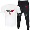 T-shirt Masculina de Manga Curta e Calça Suit Casual Venda Quente Transfronteiriça Gola Redonda Cor Lisa Roupa Esportiva Casual com Estampas e Impressão