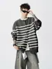 Cárdigan de Punto Rayado Estilo Universitario para Hombres y Mujeres, Nuevo Otoño Holgado Casual Estilo Perezoso Versátil Chaqueta Suéter