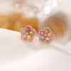 Pendientes de Plata de Ley S925 Chapados en Oro Rosa Yiluyin de Colores Turmalina Color Caramelo Flor de Gota de Lluvia Pentagrama de Plata en Stock