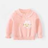 Lindo Suéter de Conejito para Niñas, Jersey de Encaje Bordado de Dibujos Animados con Cuello Redondo, Nuevo Suéter Básico Elegante para Niños