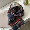 Cachecol xadrez retrô estilo coreano feminino versátil outono e inverno dupla face espessado xadrez pied-de-poule estilo japonês cachecol de estudante moda