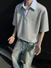 Camiseta de Hombro Deconstruido con Cremallera para Hombre Verano Diseñador talla grande Media Manga Gama Alta Nicho Americano Pesado Manga Corta