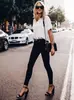 Pantalones vaqueros ajustados elásticos transfronterizos, de cintura alta, adelgazantes, ajustados al tobillo, pantalones tipo lápiz que realzan las caderas