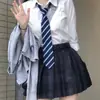 Corbata Jk Estudiante Femenina Estilo Universitario Corbata de Ritmo Libre Corbata de Moño Camisa Azul y Blanco Rayado Escolar Corbata de Moda