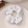 Tela Azul Sal Marina Cuadros de Lunares Florales Goma para el Cabello Dulce Versátil Cuerda para el Cabello Accesorio para el Cabello