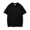 Camiseta de Algodão Puro com Manga Meia-Manga e Ombro Caído 260g, Verão, Cor Sólida, Unissex, Gola Redonda, Respirável, Manga Curta, Logo Personalizado