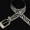 Cinturón de Cuero Sintético de Calle de Moda con Elementos de Estrella de Pedrería, Unisex, Moderno y Versátil, Hebilla de Pin de Hip-Hop