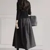 Pedido original de comercio exterior Seis colores en stock 2023 Otoño e Invierno Japonés y Coreano Vestido de Lana Largo de Base Vestido de Patchwork