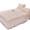 Nuevo Estilo Princesa de Verano Juego de Tres Piezas de Colchoneta Suave de Látex Engrosada Colchoneta de Seda Helada Lavable a Máquina Colchoneta Estilo Falda de Cama