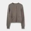 26 Cardigã Tricotado de Lã Mista para Outono com Manga Longa, Gola Redonda, Manga Longa, Fino, Slim Fit, Cardigã 2J3E5071G