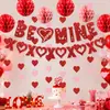 Fiesta Temática de San Valentín Transfronteriza Set de Bolas de Panal BE MINE Banner de Corazón Decoración de Fiesta de Bodas